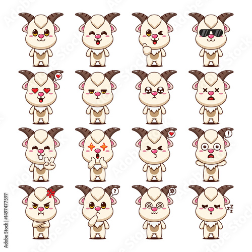 Cute Goat Cartoon Mascot Character Illustration