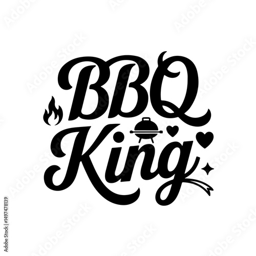 BBQ King. Funny Barbecue Quotes Vector Design Isolated on White Background