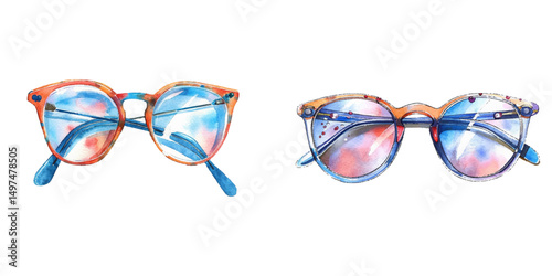 glasses watercolor vector illustration