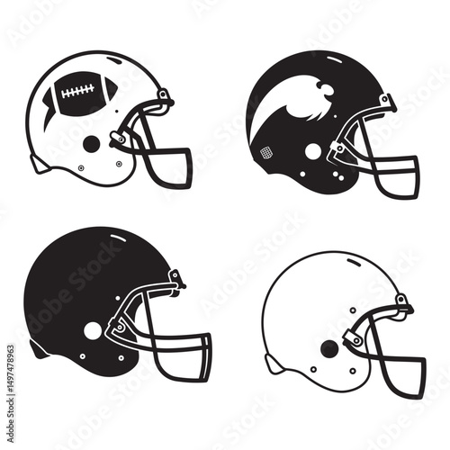 American gridiron football helmet flat icon for apps and sports websites


