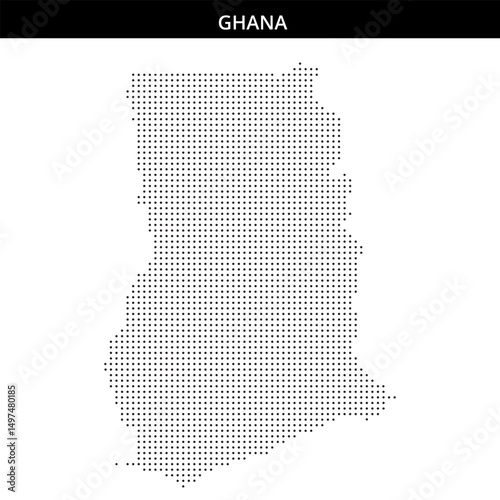 Ghana map filled with dot design pattern