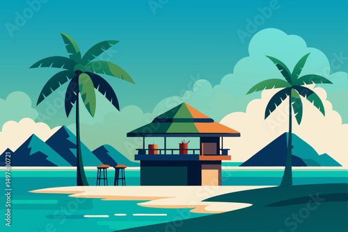 tropical beach with palm trees