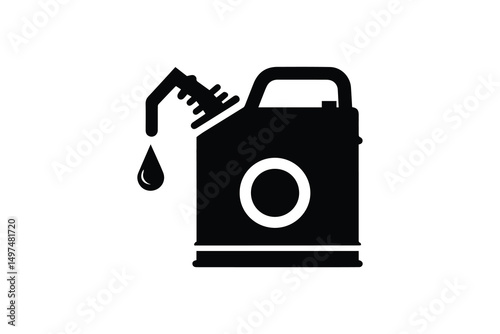 simple and unobtrusive  Vintage Oil can vector silhouette illustration isolated in white background