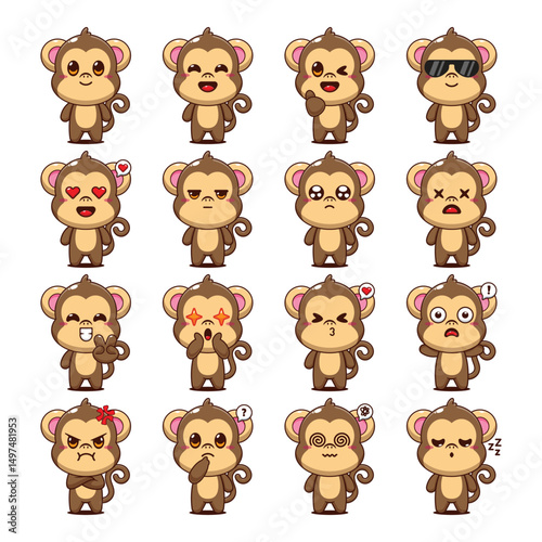 Cute Monkey Cartoon Mascot Character Illustration