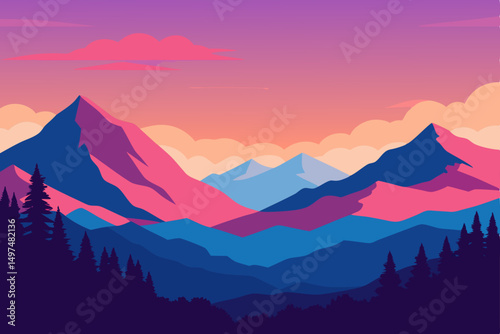 sunset in mountains