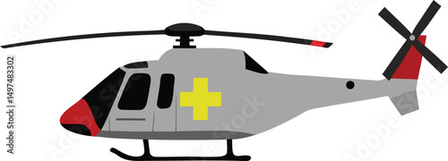 Rescue Helicopter with Red Cross Vector