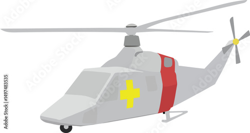 Air Ambulance Helicopter with Stretcher Vector