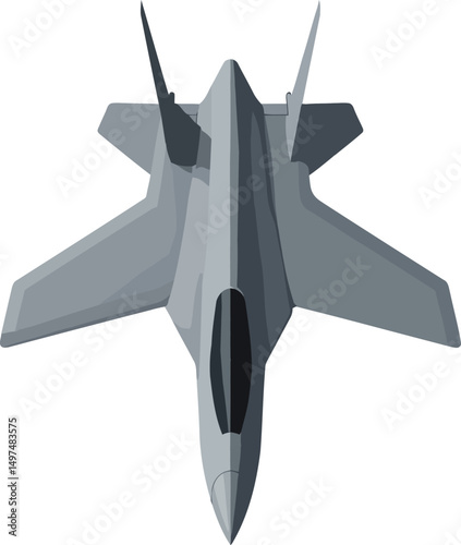 Modern Fighter Jet Top View Vector