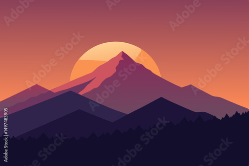 sunset in mountains