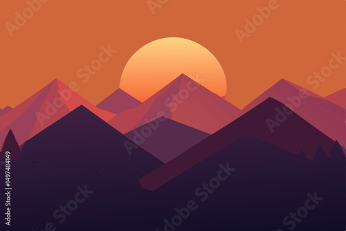 sunset in mountains