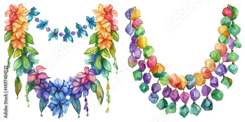 mardi gras garland watercolor vector illustration