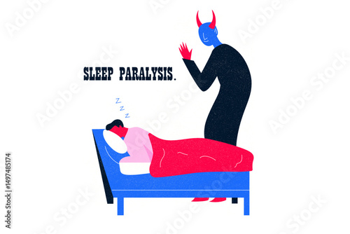 Vector concept of sleep paralysis.
