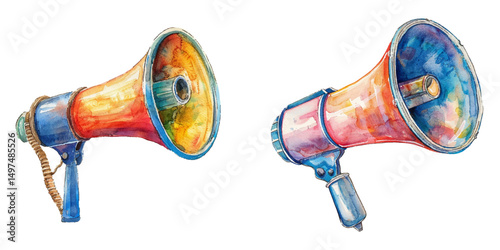megaphone watercolor vector illustration