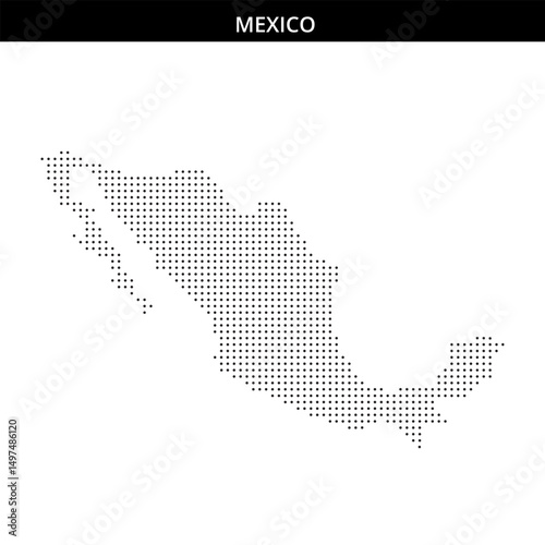 Map outline of Mexico created with dots