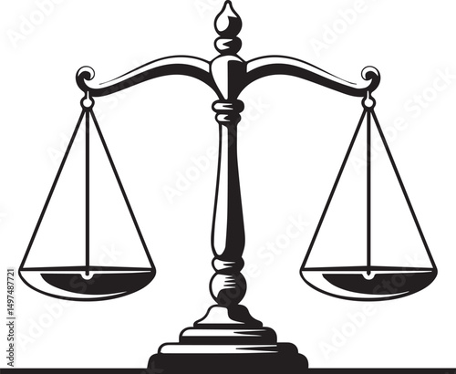 Balance Scales Silhouette Vector | Bold Black Vector Art Illustration