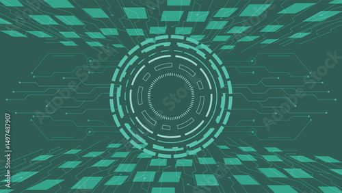 Modern digital technology background featuring abstract glowing circuits and geometric elements in a sci-fi style