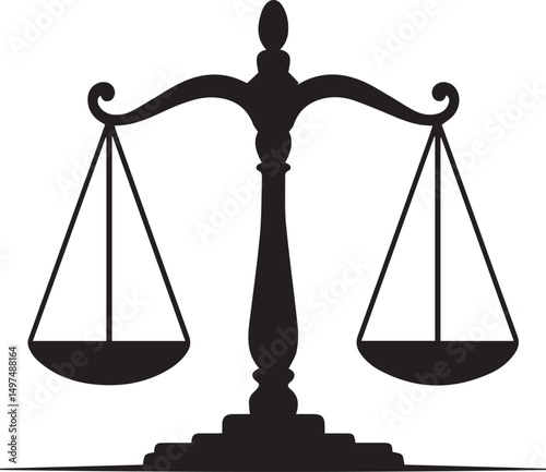 Balance Scales Silhouette Vector | Bold Black Vector Art Illustration