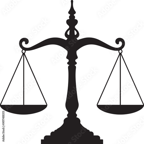 Balance Scales Silhouette Vector | Bold Black Vector Art Illustration