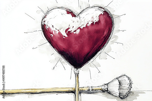 Red heart sketch: A simple ...