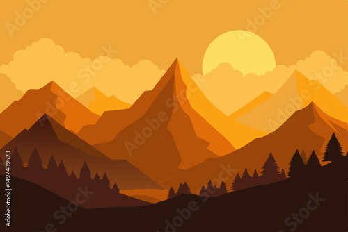 sunset in mountains