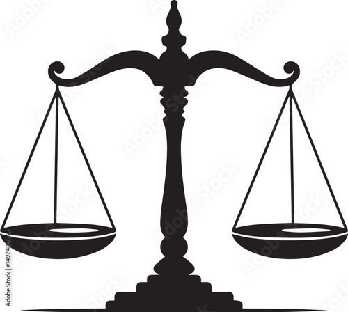 Balance Scales Silhouette Vector | Bold Black Vector Art Illustration