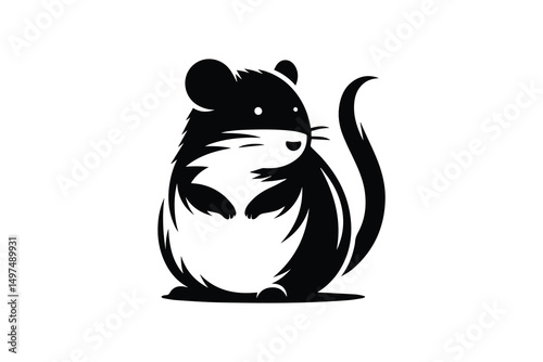 simple and unobtrusive Hamster vector silhouette illustration isolated in white background