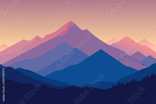 sunset in mountains