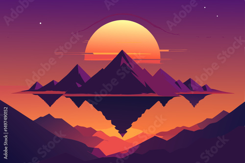 sunset in mountains