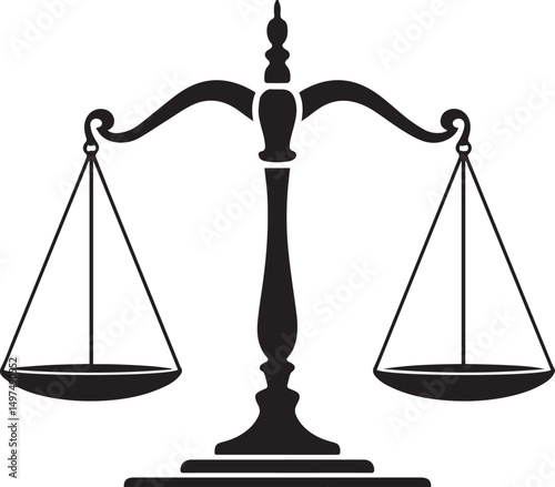Balance Scales Silhouette Vector | Bold Black Vector Art Illustration