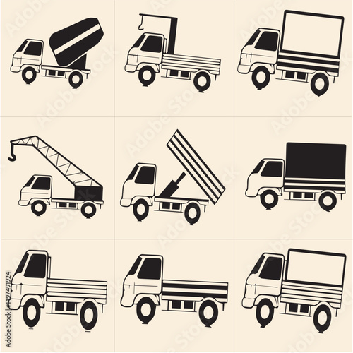 All kind of transportation vector Black and white set-7