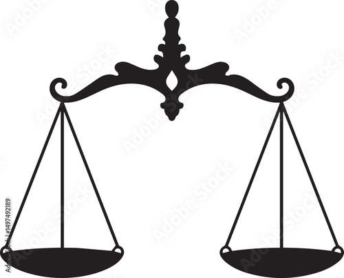 Balance Scales Silhouette Vector | Bold Black Vector Art Illustration