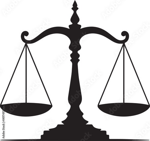 Balance Scales Silhouette Vector | Bold Black Vector Art Illustration