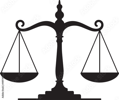 Balance Scales Silhouette Vector | Bold Black Vector Art Illustration