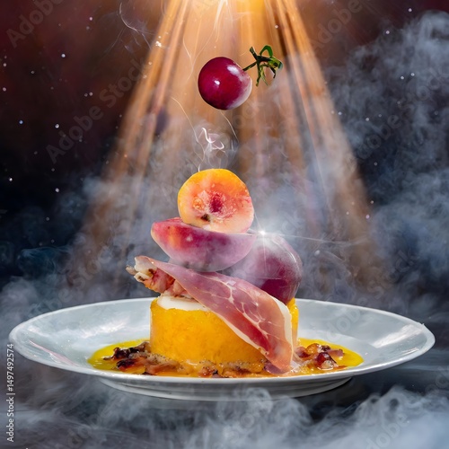 Creative Food Presentation with Fruit and Prosciutto