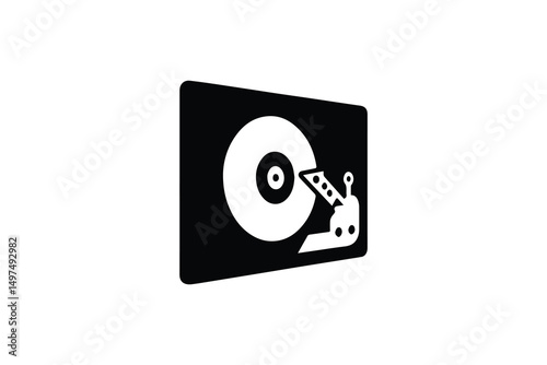 simple and unobtrusive hard disk vector silhouette illustration isolated in white background