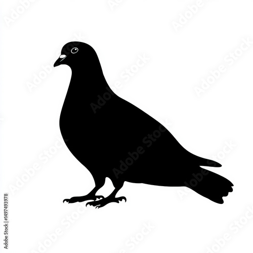 pigeon silhouette , black a...