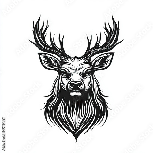 stag silhouette , black and...