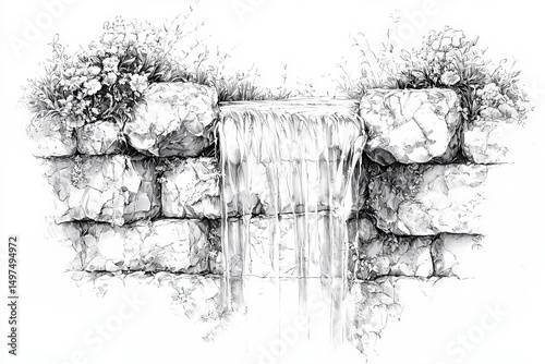 waterfall sketch