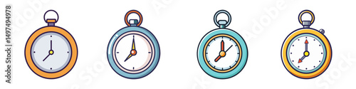pocket watch flat illustration flat style