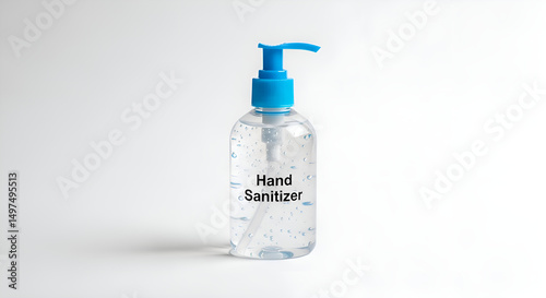 Hand sanitizer bottle for school desk, centered on white background