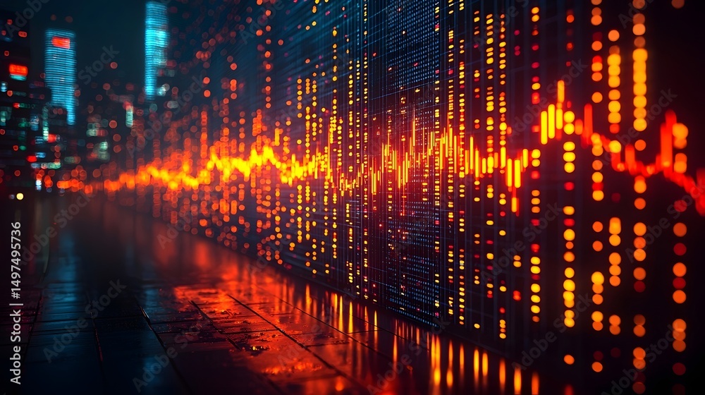 Fototapeta premium Futuristic financial technology and AI powered market analytics