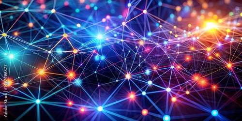 Interconnectedness A Digital Network of Glowing Nodes, abstract , digital , network , connectivity