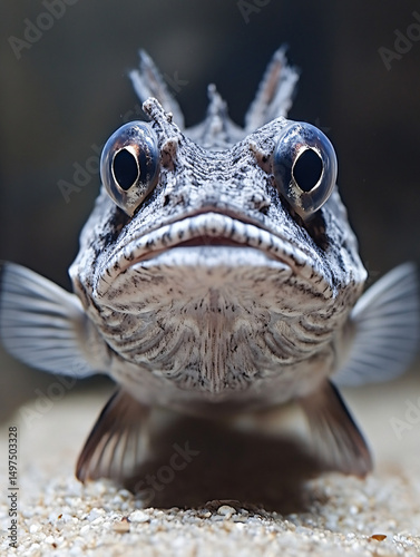 Close-Up Portrait of a Spiny Fish Underwater Wildlife Photography