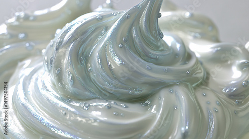 Close-up of Iridescent Whipped Cream Texture Creamy, Smooth, and Airy Delight