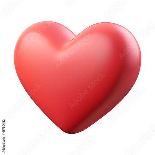red heart 3d icon illustration on transparent background