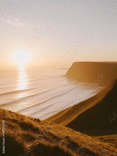 Golden Hour Coastal Cliffs Dramatic Sunset Ocean View