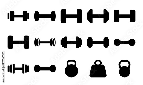 Dumbbell and Kettlebell - vector gym icons isolated on white.