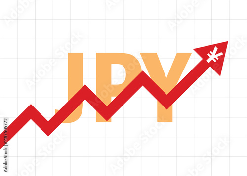 JPY japanese Yen arrow graph going up