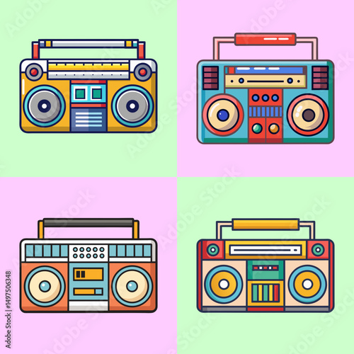 boom box flat illustration flat style