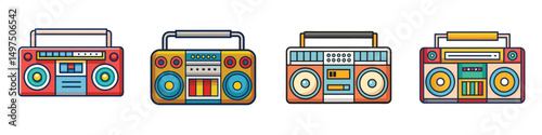 boom box flat illustration flat style